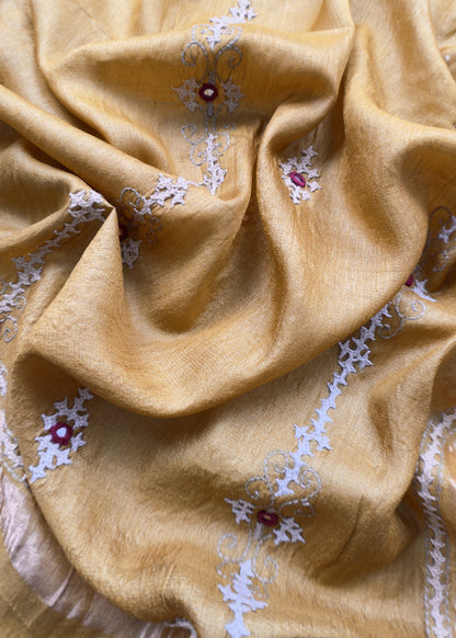 buy unstitched tussar suit set

