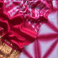 Pink Hand-Dyed Shibori Print Pure Gajji Silk Suit With Zari Border