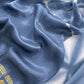 Indigo Hand-Dyed Shibori Print Pure Gajji Silk Suit With Zari Border