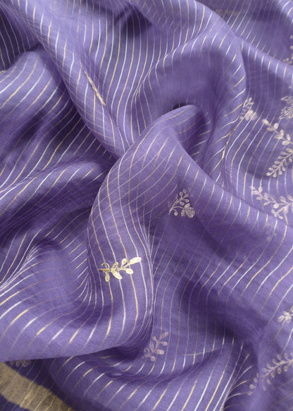 Violet Tussar Silk Unstitched Suit With Pitta Work