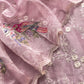 Lavender Rose Resham Embroidered Tissue Unstitched Suit Set