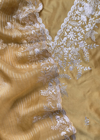 Traditional indian wedding wear tussar silk suit

