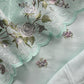 Powder Blue Pure Organza unstitched Suit With Resham Embroidery