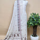 Off-White Cotton Unstitched Salwar Kameez Suit Purple