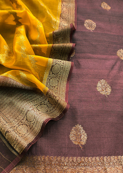 Pure raw silk suit with kadwa weaving

