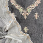 Charcoal  Crushed Tissue-Silk Unstitched Suit With Dori Hand Embroidery