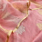 Peach Handloom Banarasi Unstitched Suit In Kora Tissue Silk