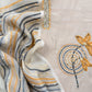 Yellow Jamdani Weaved Muslin Suit With Kantha Embroidery