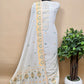 Off-White Cotton Unstitched Salwar Kameez Suit Purple