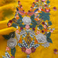 Garden Of Dreams Luxe Yellow Handloom Kora Silk Suit Fabric With Appliqué Work And French Thread Embroidery