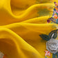 Garden Of Dreams Luxe Yellow Handloom Kora Silk Suit Fabric With Appliqué Work And French Thread Embroidery