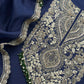 Royal Blue Luxe Handloom Dupion Silk Kurta and Kora Silk Dupatta With Handwork