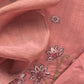 Flamingo Pink Kantha Embroidered Pichwai Suit With Jamdani Weaving