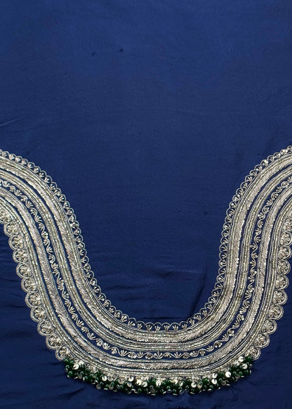 Royal Blue Luxe Handloom Dupion Silk Kurta and Kora Silk Dupatta With Handwork