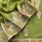 Green Georgette Organza Unstitched Suit With Meenakari Work