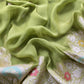 Green Georgette Organza Unstitched Suit With Meenakari Work