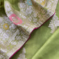 Green Georgette Organza Unstitched Suit With Meenakari Work