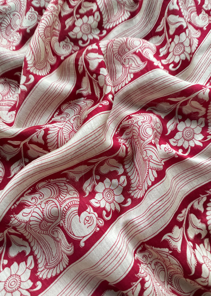 Blue Brocade Kurta With Organza Dupatta