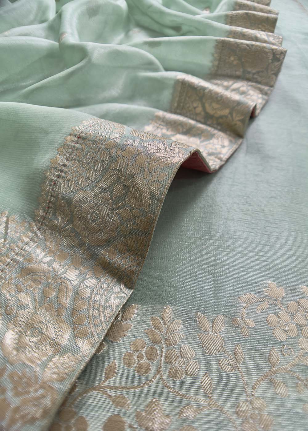Greenish Blue Tissue Silk Suit Set