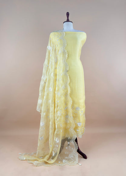 Premium quality kora silk unstitched suit with dupatta

