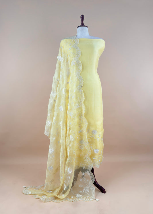 Premium quality kora silk unstitched suit with dupatta

