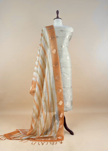 Off White Handloom Kadwa Weaving Silk Suit With Kora Silk Dupatta