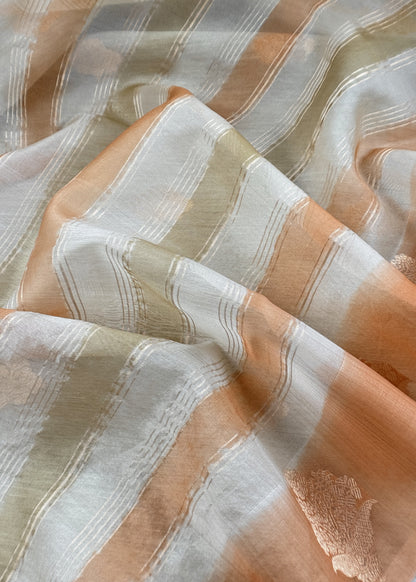 Off White Handloom Kadwa Weaving Silk Suit With Kora Silk Dupatta