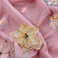 Baby Pink Pastel Gardens Handloom Mulmul Embroidered Suit Set With 3d Applique Work