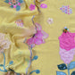 Yellow Pastel Gardens Handloom Mulmul Embroidered Suit Set With 3d Applique Work