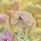 Yellow Pastel Gardens Handloom Mulmul Embroidered Suit Set With 3d Applique Work
