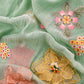 Green Pastel Gardens Handloom Mulmul Embroidered Suit Set With 3d Applique Work