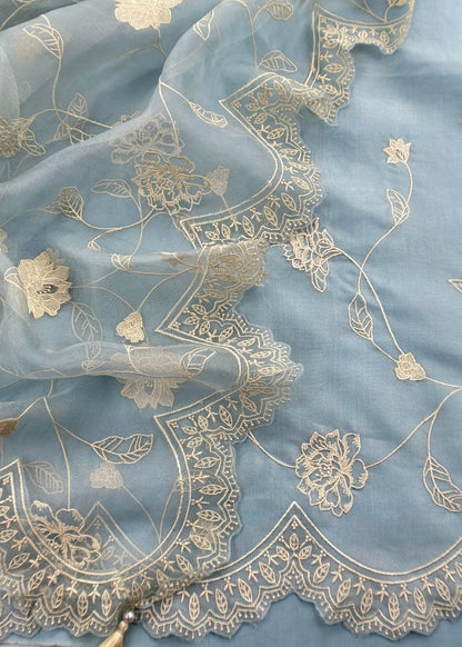 Premium quality kora silk unstitched suit with dupatta

