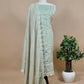 Green Pure Organza Silk Kurta And Dupatta With Plain Bottom