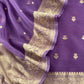 Purple Pure Kora Silk Kadwa Weaves Unstitched Suit With Dupatta
