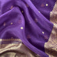Purple Pure Kora Silk Kadwa Weaves Unstitched Suit With Dupatta