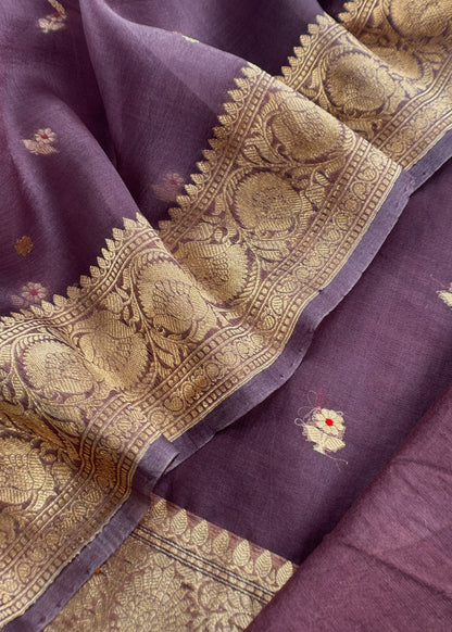 Wine Pure Kora Silk Kadwa Weaves Unstitched Suit With Dupatta