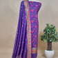 Purple Handloom Banarasi Suit With Paithani Weaving