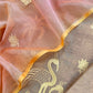 Beige Handloom Mul Unstitched Suit Fabric With Floral Embroidery