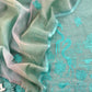 Light Sea Green Handloom Mul Unstitched Suit Fabric With Floral Embroidery