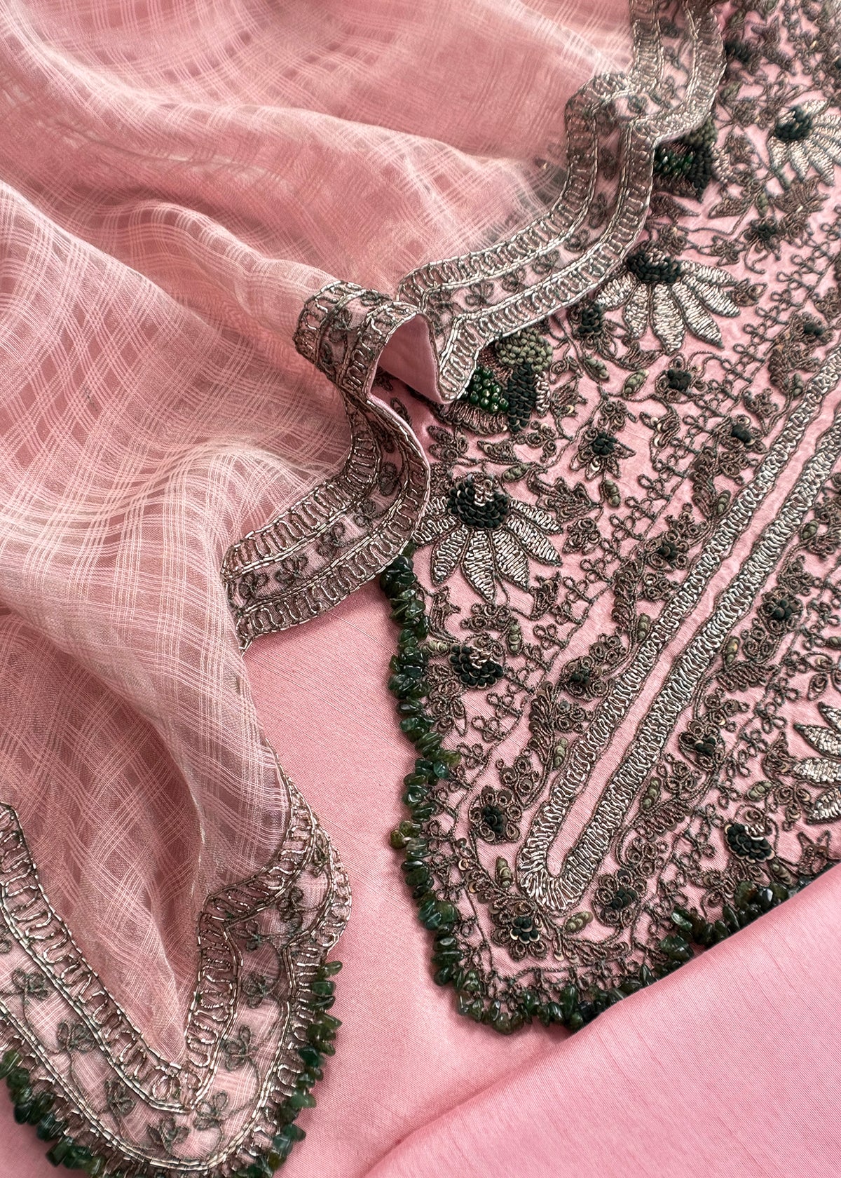 Buy raw silk suit with kora silk dupatta

