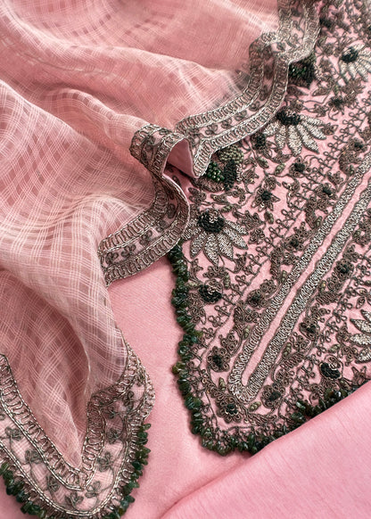 Buy raw silk suit with kora silk dupatta


