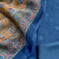 Blue Chanderi Cotton Suit With Dupatta