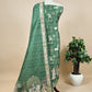 Blue Tussar Silk Unstitched Dupatta-Suit