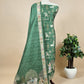 Green Tussar Silk Unstitched Dupatta-Suit