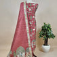 Green Tussar Silk Unstitched Dupatta-Suit