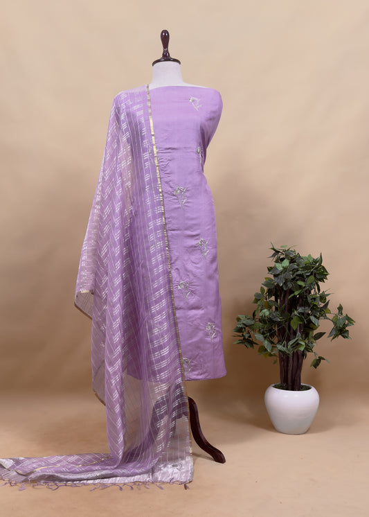 Sahiba 2025 Taffy Purple Handloom Desi Tussar Kurta With Zardosi Embroidery And Handwoven Tissue dupatta