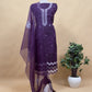 Violet Handloom kora Silk Suit with Mirror Handwork And Embroidery