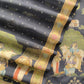 Blue Tussar Silk Unstitched Dupatta-Suit