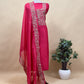 Pink Chanderi Unstitched Suit With Kora Dupatta