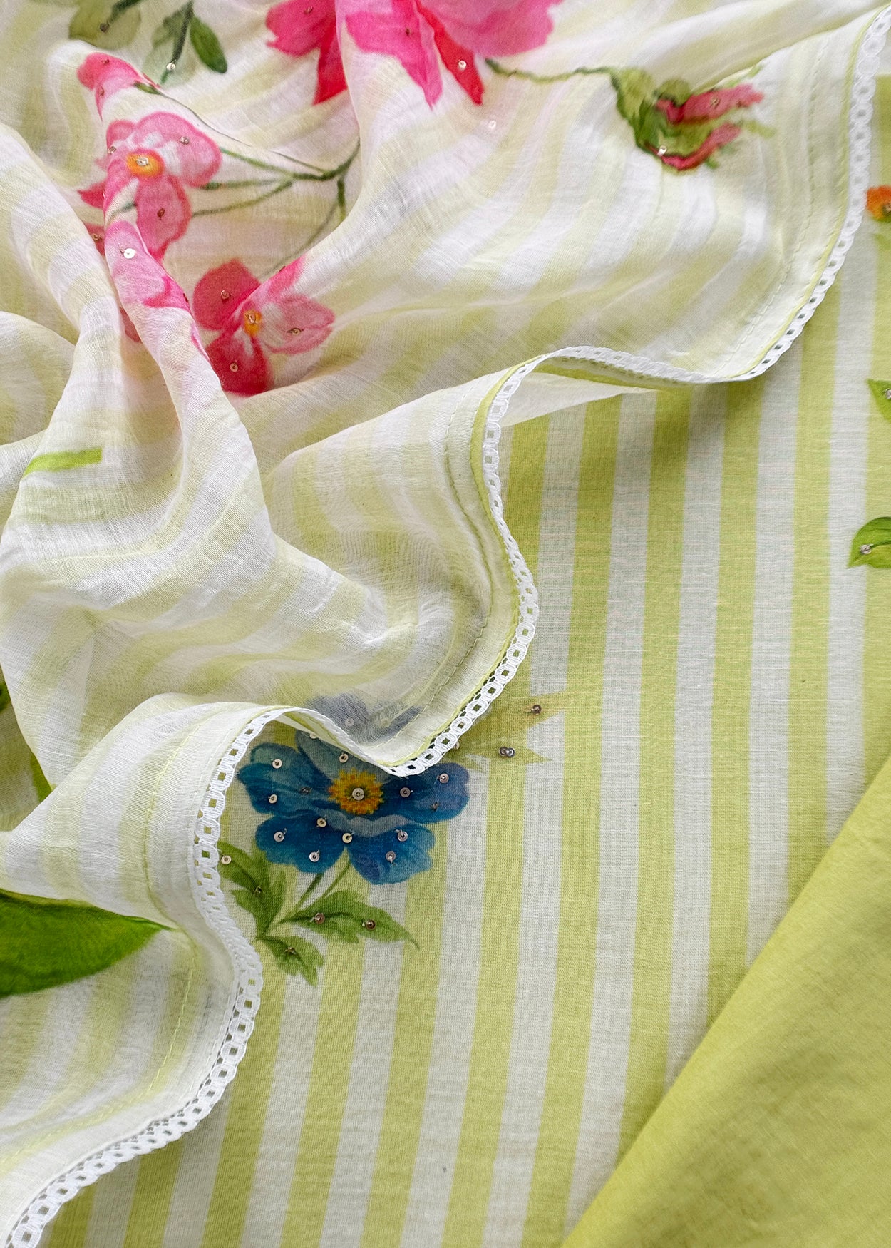 mulmul unstitched suit with dupatta

